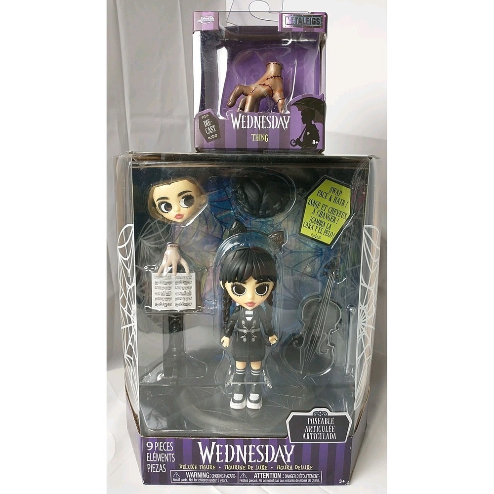 Wednesday Addams Family Deluxe Poseable Figure Doll 9 Pcs with FREE METALFIG NEW